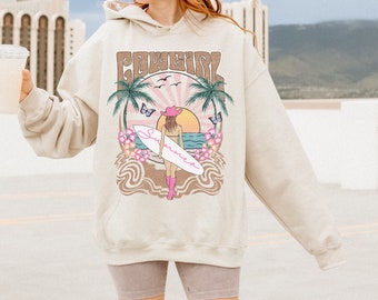 Cowgirl Retro Beach Shirt || Trendy Beach Tee || Surf's Up || Pink Cowgirl Tshirt || Vacation Tee || Beach Crewneck Comfort Colors || Summer