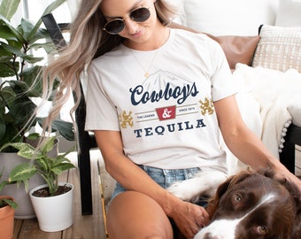 Cowboys and Tequila Comfort Colors Pink Graphic Tee | Boho || Hippie || Western || Trendy Graphic Tee || Cowboys and Beer Tshirt || Cowgirls