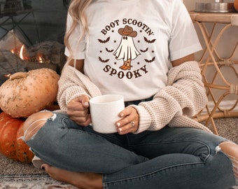 Boot Scootin’ Spooky Tshirt || Retro Halloween Tshirt || Trendy Graphic Tee Halloween || Spooky Season Sweatshirt || Comfort Colors || Cute