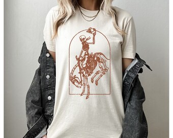 Howdy Cowboy Skeleton Tee || Trendy Tshirt || Comfort Colors || Trendy Skeleton Tee || Cowboy || Dancing Skeletons || Trendy Tshirt