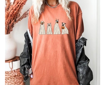 Cute Dog Crewneck Sweatshirt Halloween || Trendy Halloween Graphic Tee || Spooky Season || Comfort Colors || Trendy Graphic Halloween Dogs