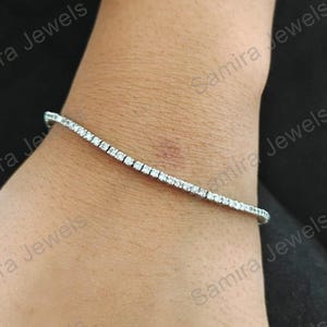 1.21 Ct Natural Diamond Tennis Bracelet Solid 14K White Gold Handmade Jewelry Gift for Her