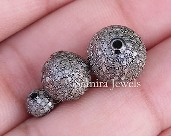 Echte Pave Diamant Kugel Zubehör Handgemachte Silber Schmuck Zubehör
