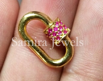 Sterling Silver Gold Vermeil Ruby Carabiner Lock Finding Jewelry Accessories / Ruby Clasp / Charm Enhancer