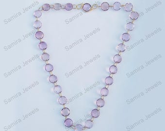 Amethyst Beaded Necklace, 14k Yellow Gold, 16 Inch