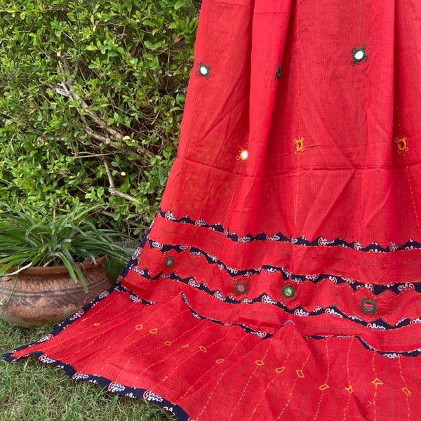 Yellow Mirror Work Silk Dupatta main image 1