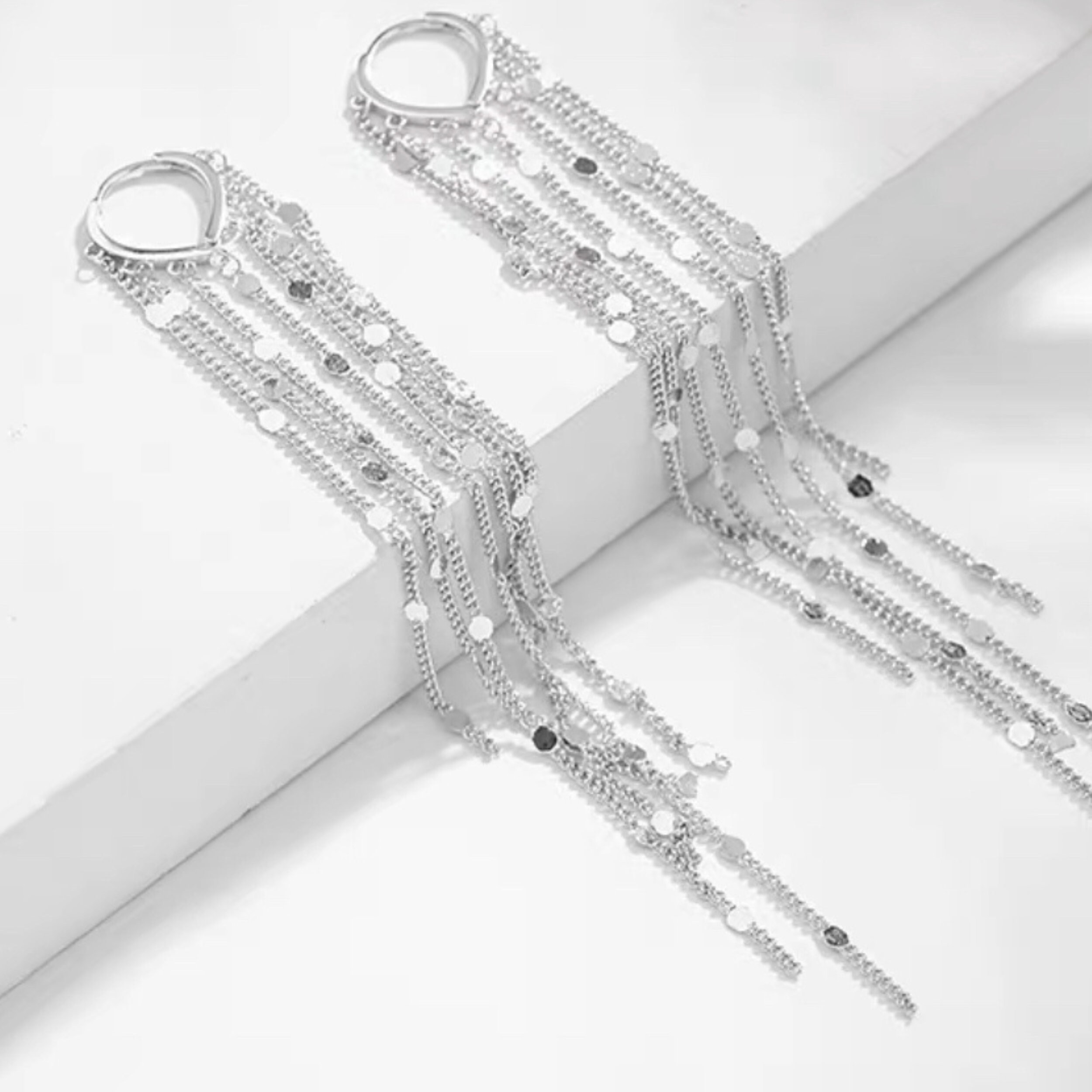 Long Chain Earrings Long Linear Drop Earrings Chain Thread Etsy