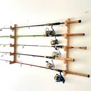 Fishing Rod Holders Vertical Rod Rack, Wall Mounted Fishing Pole Holders  Store 6 Rods or Fishing Rod Rack Combos, Premium Fishing Rod Holders for