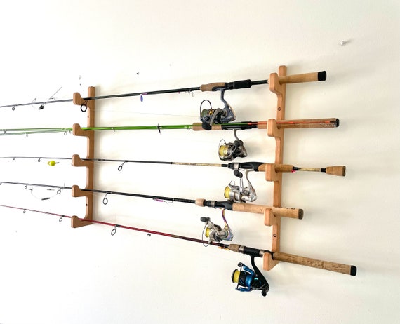 Wood Fishing Rod Holder Solid CHERRY Fisherman Gift Father s Day Gift Fishing Pole Holder Fishing Gift Fishing Storage Fishing Rod Rack Etsy