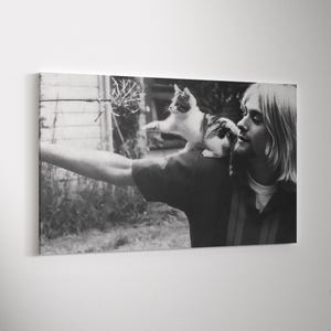 Kurt Cobain Cat Canvas Print: Vintage Rock Music Decor