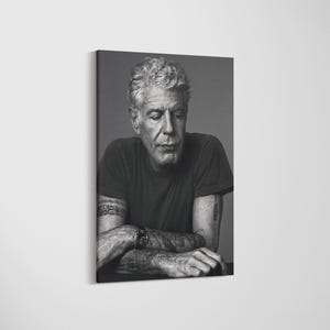 Anthony Bourdain Vintage Canvas, Preto e Branco, Pôster de Impressão Premium, Arte de Parede Anthony Bourdain, Decoração de Parede de Lendas Famosas