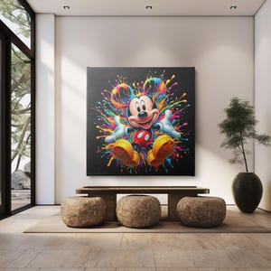 Golden Mickey Mouse Canvas Art: Motivational Wall Decor, Ready to Hang