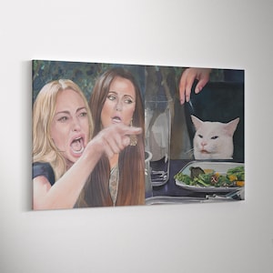 Woman Yelling at Cat Meme Canvas Print: Funny Wall Art