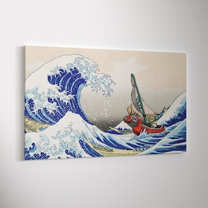 The Great Wave Zelda, The Legend of Zelda Windwaker, The Great Wave off Kanagawa Print Wall Art Canvas, Ready to Hang Canvas