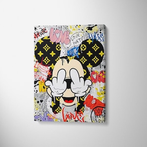 Mickey Mouse Banksy Pop Art Print, Luxury Painting Fashion Prints Cartoon, Pictures Home Decor Wall Art