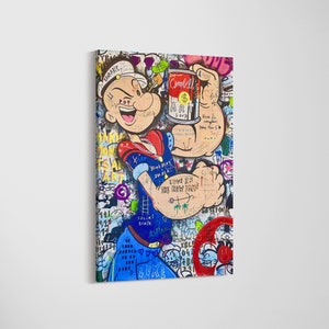 Popeye the Sailor Banksy Pop Art Graffiti Popeye Artwork, Banksy Art, Popeye Graffiti, Ready to Hang