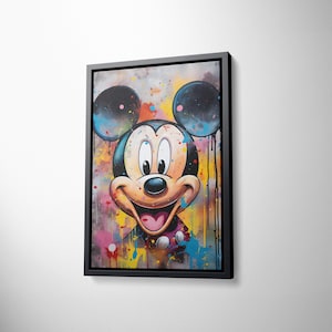 Mickey Mouse Graffiti Pop Art, Cartoon Graffiti Canvas Artwork