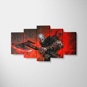 Arte em tela de Kratos de God of War: Machado Leviatã e Lâminas do Caos