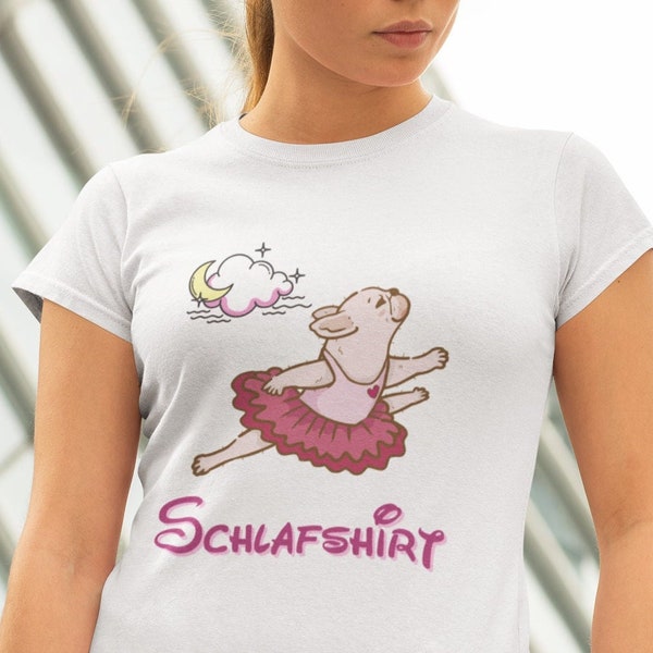 Schlafshirt mit französischer Bulldogge zum schlafen | Premium T-Shirt weiss