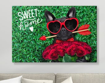 Bully with roses - Premium canvas