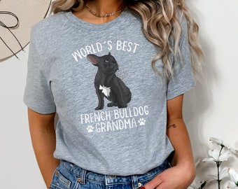 Bully Grandma mit französischer Bulldogge | Frenchie Baumwoll TShirt