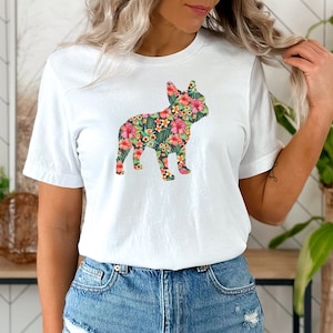 Bully made of flowers with French bulldog | Frenchie Cotton TShirt