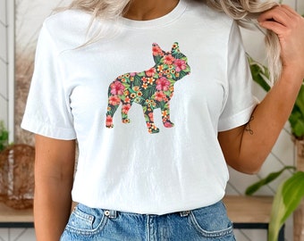 Bully aus Blumen mit französischer Bulldogge | Frenchie Baumwoll TShirt