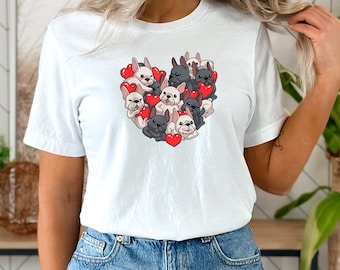 Bullys als Herz mit französischer Bulldogge Frenchie TShirt