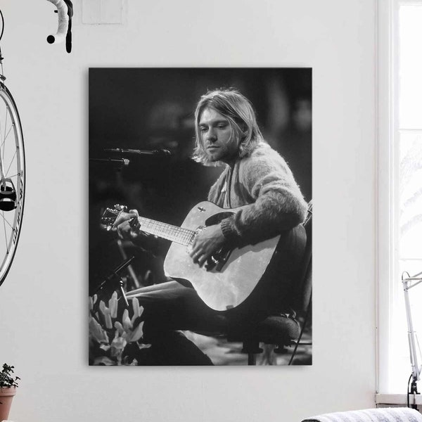 Kurt Cobain Canvas Print | MTV Unplugged 1993 |  | Nirvana | Wall Art Canvas