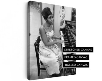 Aretha Franklin Canvas Print | At the piano at Columbia Studios in 1962 in New York  | Stretched Canvas | Framed Canvas | Rolled Canvas