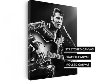 Elvis Presley Canvas Print | Comeback Special 1968 | Black leather jacket | Stretched Canvas | Framed Canvas | Rolled Canvas