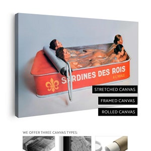 Sardines of the Kings Canvas Print | Sardines des Rois a l&#39;Huile 1970 | Kitchen Wall Art | Stretched Canvas | Framed Canvas | Rolled Canvas