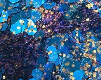 Mezcla de purpurina azul de ensueño: destellos grandes que cambian de tono para manualidades y vasos (5 g)