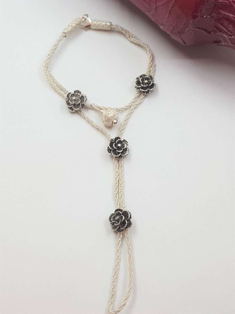 999K Silver Knitted Hand Chain Bracelet With 925k Silver Etsy