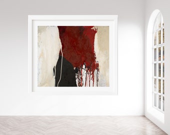 großformatiges abstraktes druckbares Acrylwandbild rot, schwarz, weiß, XL, modern, digitaler Download