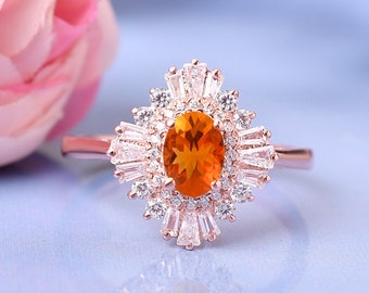 Vintage Fire Opal Engagement Ring Promise Ring Unique Anniversary Ring Wedding Opal Ring Natural Gemstone Ring Women Jewelry Gifts For Mom