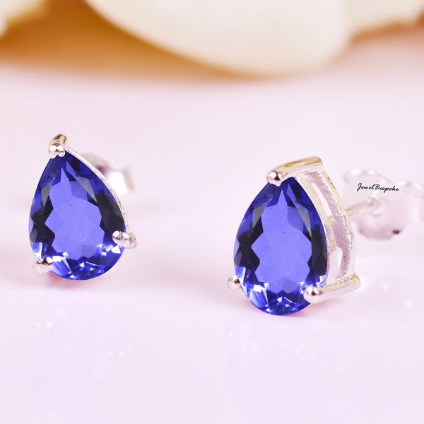 Teardrop Tanzanite Earring, Solitaire Earring, Art Deco Earring, Gifts For Mother, Earring Studs, Dainty Earring, Women Earring, Jewelry