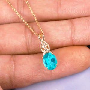 Paraiba Tourmaline Pendant Necklace, Sterling Silver, Blue Gemstone