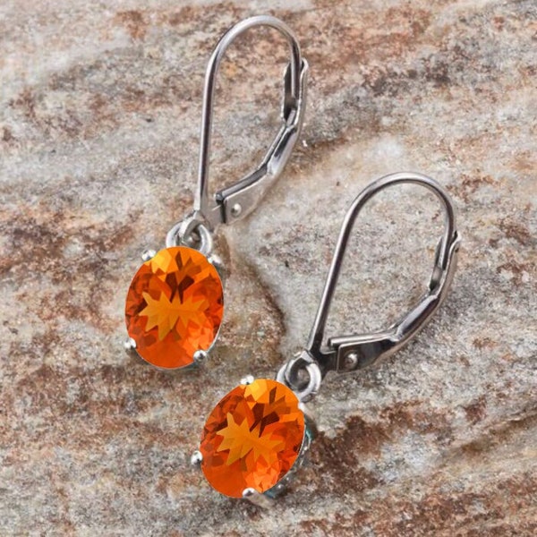 Mexican Fire Opal Earring, Leverback Earrings, Dangle and Drop earring, Bridal earring, Christmas Gift, Unique earring, Opal Jewelry, Gifts