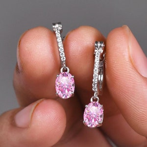 Pink moissanite earrings hot sale
