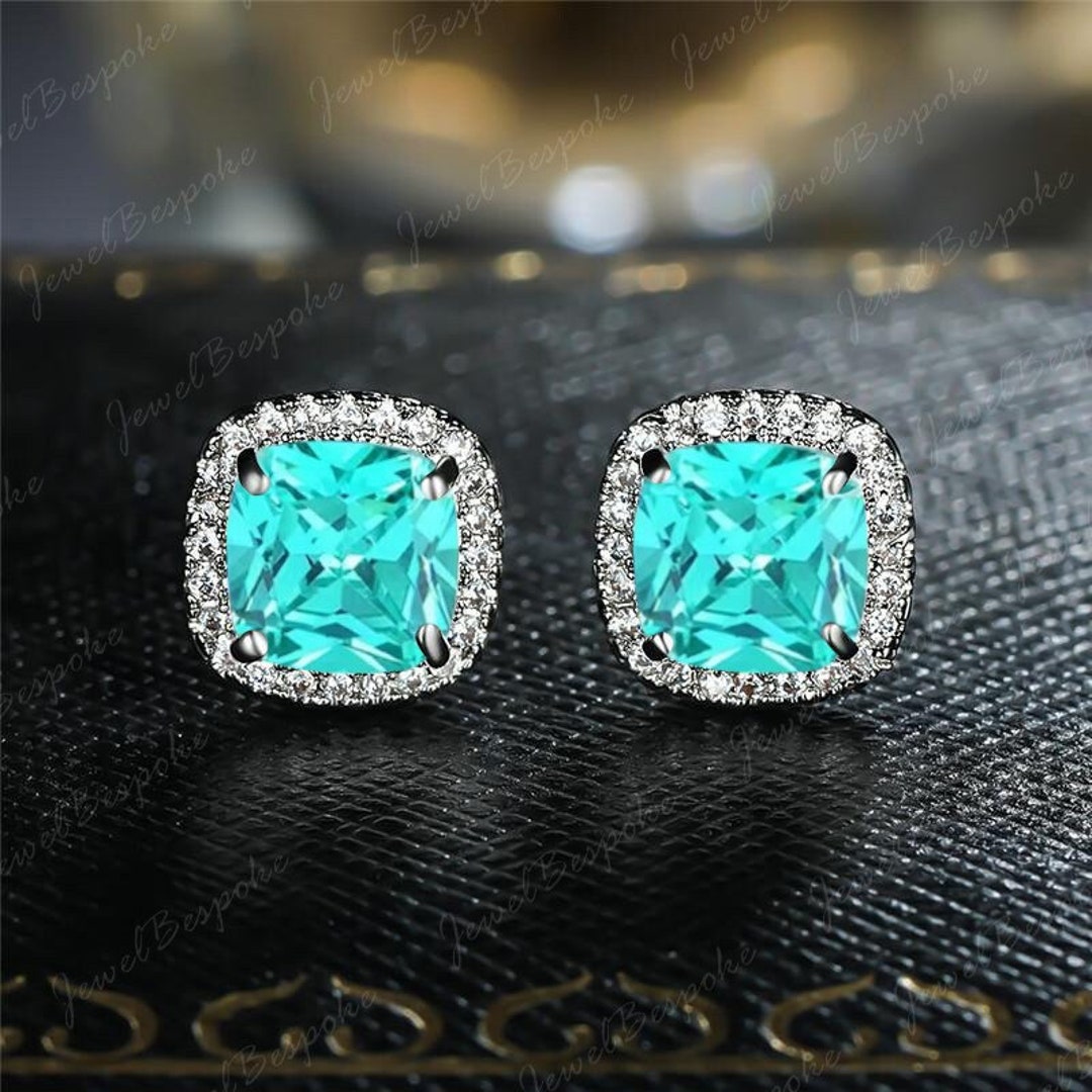Paraiba Tourmaline Stud Earring Birthday Gifts Tourmaline Jewelry