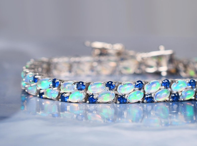 Opal and Crystal Double Row Tennis Bracelet