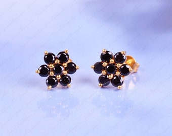 Black Spinel Earring, Dainty earring, Round 2MM Spinel earring, Stud Earring, Unique Jewelry, Minimalistic Earring, Mother Daughter Gifts