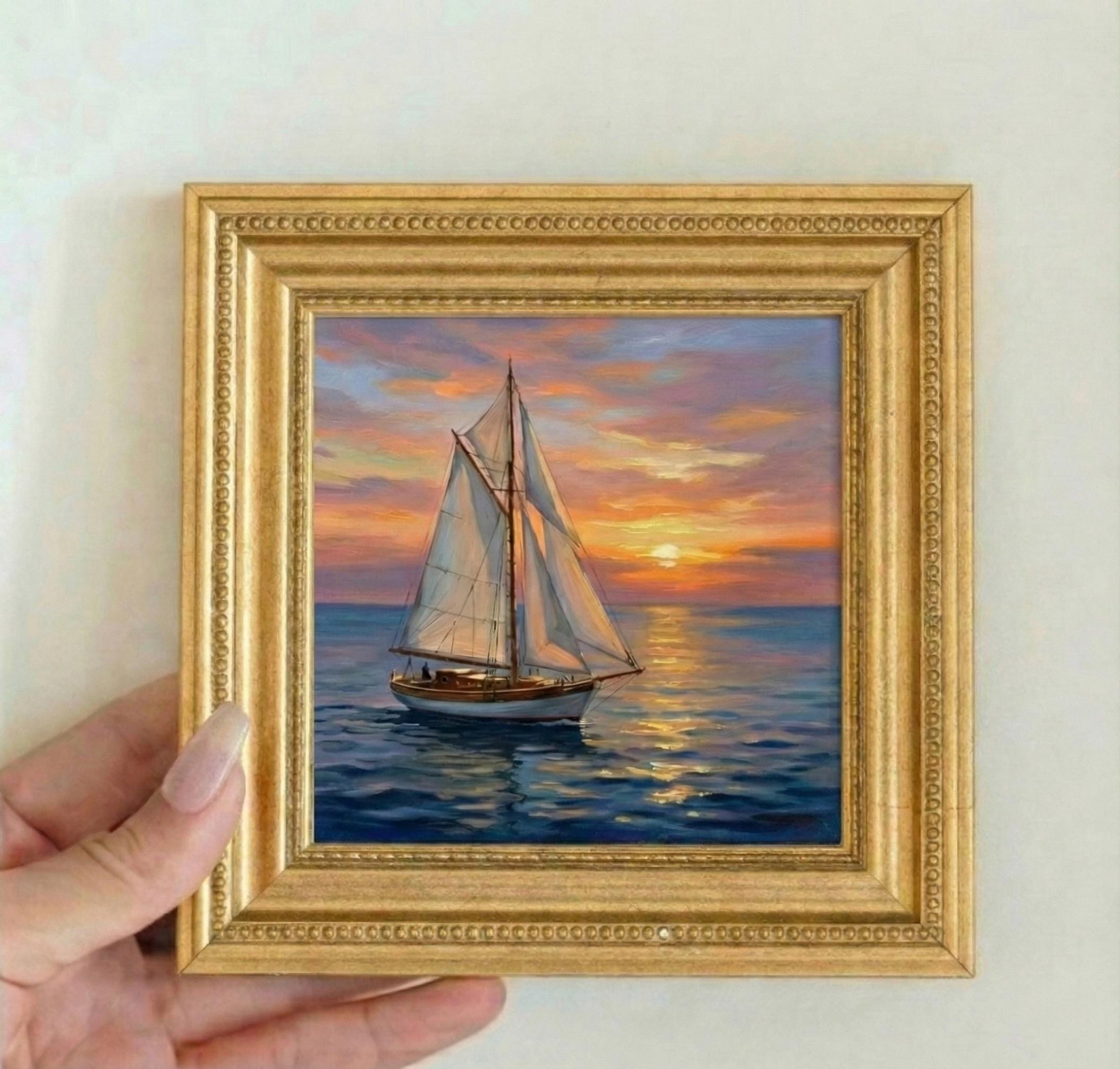 Gold frame painting nautical art - Etsy 日本