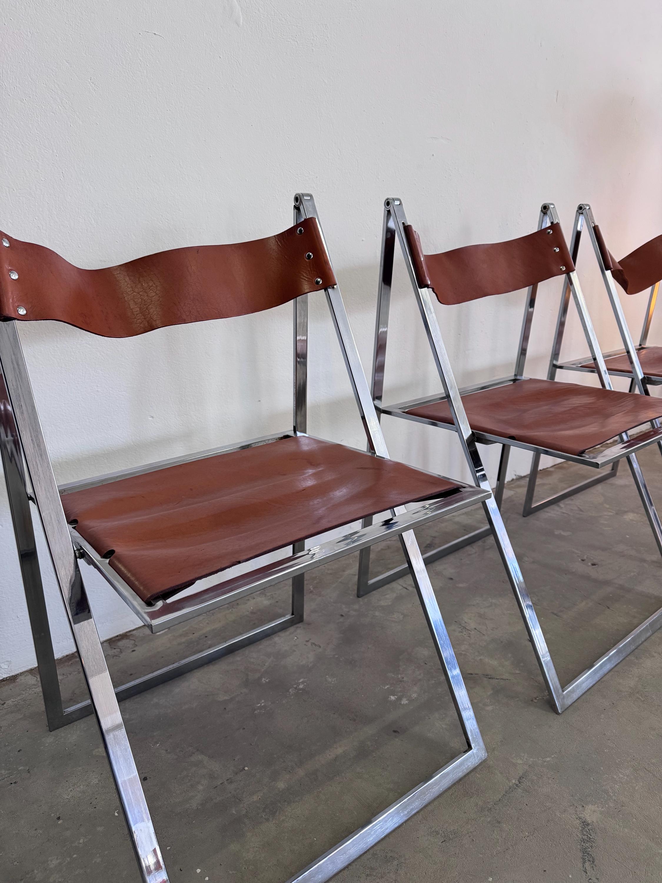 1/4 Vintage “elios” Folding Chairs by Fontoni Geraci for Lübke
