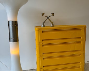 Vintage yellow chest of drawers Model 4964 by Olaf Von Bohr for Kartell, 1970s