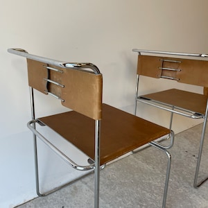 Chair set in steel & leather by Giovanni Carini for Planula, Italy, 1970s