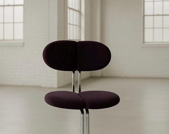 1/8 Italian designer cantilever chair made of dark brown leather and chrome like Giotto Stoppino Cobra