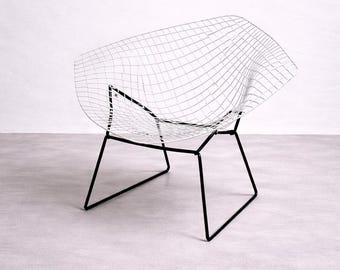 Diamond Chair by Harry Bertoia for Knoll International, USA, 1950s, black and white