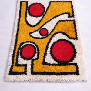Vintage Rya rug with abstract graphic motif, Denmark, 1970s